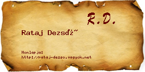 Rataj Dezső névjegykártya